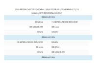 Calendario de Competición LIGA FEXBM CADETE FEMENINA Temporada 23-24