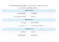 Calendario de Competición LIGA FEXBM INFANTIL FEMENINA Temporada 23-24
