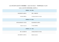 Calendario de Competición LIGA FEXBM CADETE FEMENINA Temporada 24-25