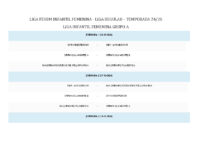 Calendario de Competición LIGA FEXBM INFANTIL FEMENINA Temporada 24-25