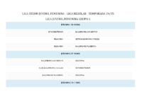 Calendario de Competición LIGA FEXBM JUVENIL FEMENINA Temporada 24-25